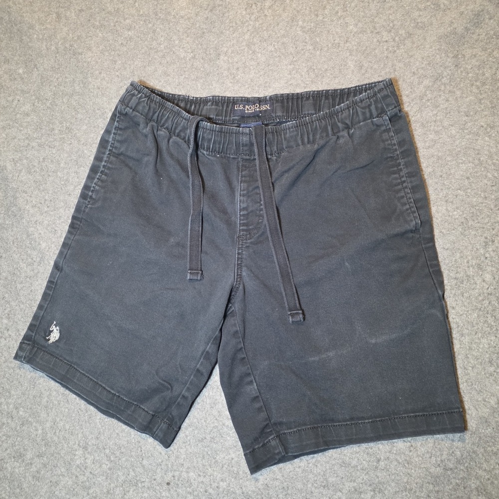 U.S. Polo Assn. Men's Gray Solid Shorts Drawstring Elastic Waist Pockets Logo184